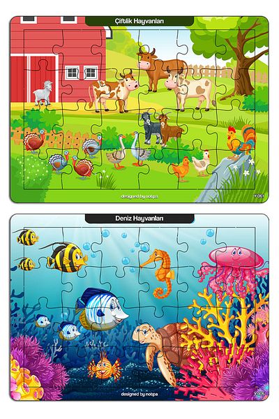 kutuTR Notpa Children's Educational and Educational Wooden Color Puzzle Set of 4 3