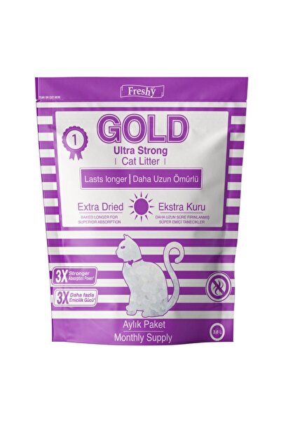 Freshy Gold Silika Kristal Kedi Kumu - Aylık Paket - Kalın Taneli