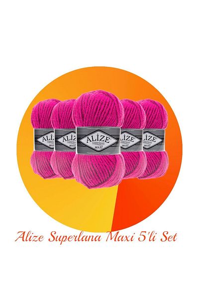 Alize Superlana Maxi Set de 5 fire groase de tricotat manual 149 fucsia