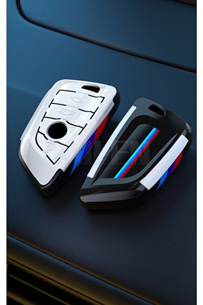 idealaksesuar Bmw Anahtarlık Beyaz Detaylı Anahtar Kılıfı Sert Plastik Şık Ta...