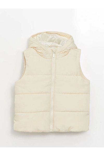LC Waikiki Lcw Kids Beige Hooded Girl's Puffer Vest