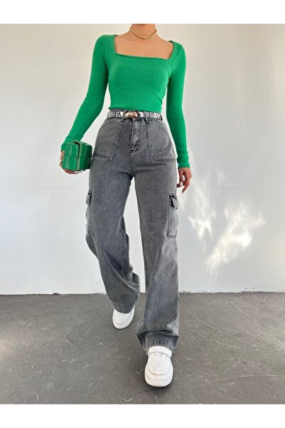 HİJABAYA Wide Leg Cargo Pocket Jeans