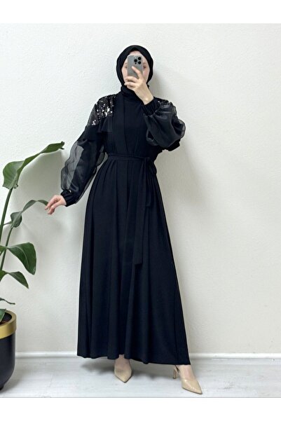 HİJABAYA Τούλι Διπλή Παγιέτα Abaya