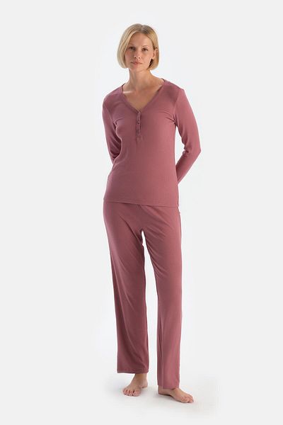 Dagi Σετ υπνοδωματίων με λαιμόκοψη Dusty Rose Buttoned Camisole