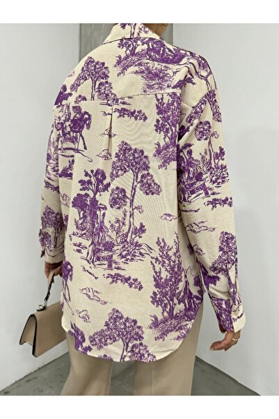 HİJABAYA Λινό πουκάμισο - Σχέδιο με φιγούρα δέντρου