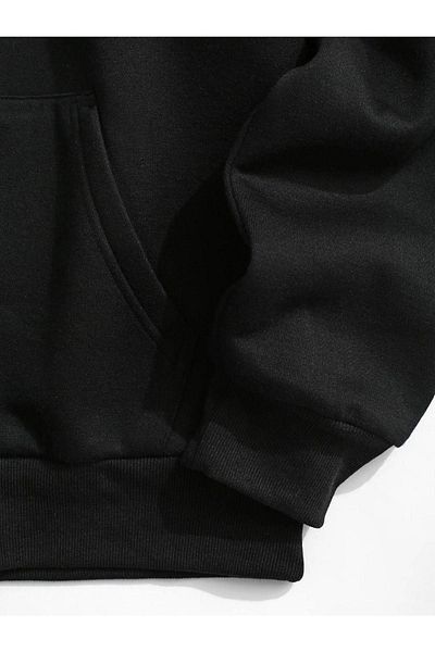 Altamira Unisex Black Skull Printed Oversize Hooded Sweatshirt