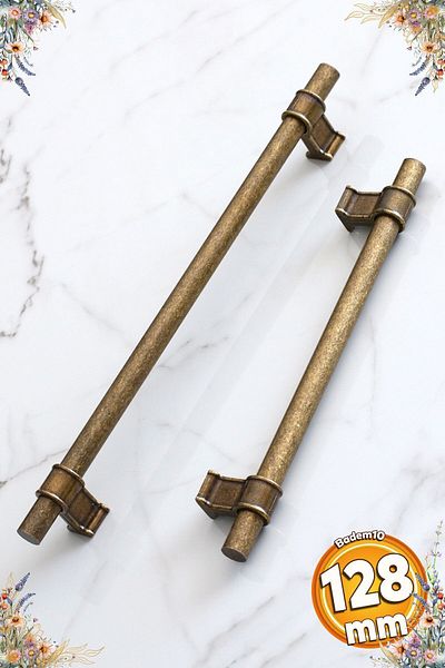 Badem10 Hisar Antique Metal Galben Antic 128 Mm-12,8 Cm Mobilier Bucătărie Sertar Dulap Mâner Mâner