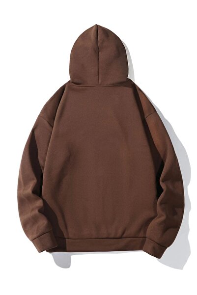 Altamira Унисекс кафяв суичър с качулка с най-щастливи щампи