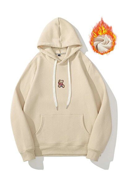 Altamira سويت شيرت بقلنسوة كبير الحجم مطبوع عليه دمية دب بيج للجنسين