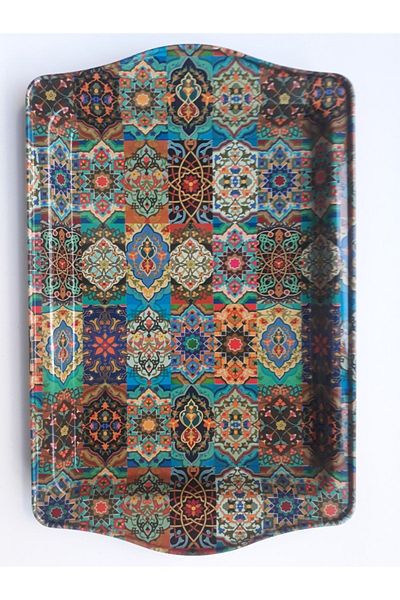 NiceandBonita Traditional Rectangular Rug Patterned Presentation and Self-Service Tray