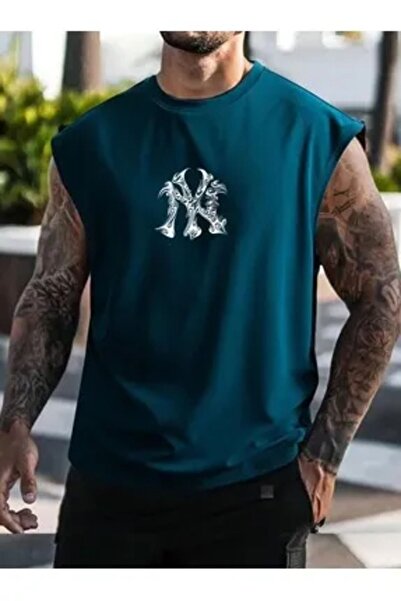 Altamira Чоловіча футболка з принтом Petrol Blue NY з великими рукавами