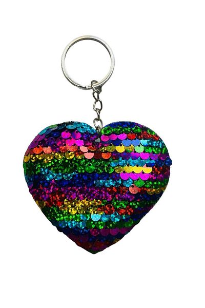 GALATA GIFT Μπρελόκ με παγιέτες καρδιά 13 cm - Στολίδι τσάντας, αξεσουάρ με μαλλί εσωτερικά