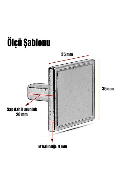 Badem10 Buton pătrat antic din cupru - mânere pentru dulapuri pentru mobilier și bucătărie (VINTAGE)
