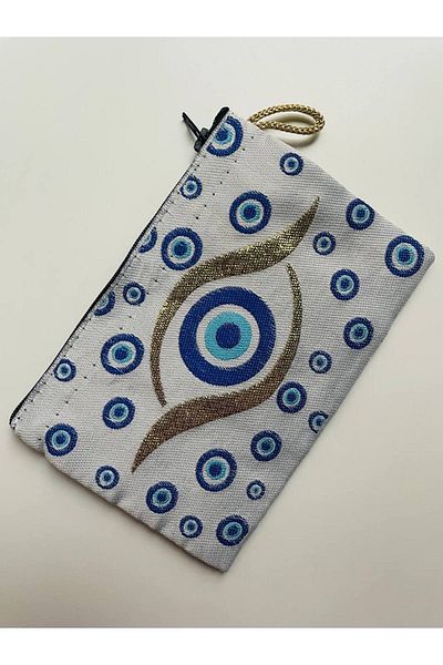 GALATA GIFT Women's Wallet with Evil Eye, Medium Size Stylish Zippered, Lined Wallet