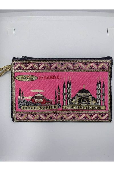 GALATA GIFT Traditional Patterned, Istanbul Symbols Printed, Gilded, Zippered Women's Wallet, 16x10cm