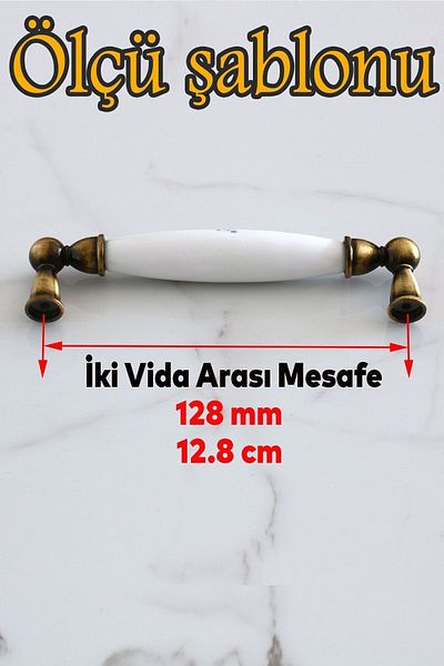 Badem10 Aspendos (PREMIUM) Porțelan anticat galben antic 128 mm Mobilier Bucătărie Dulap Mâner dulap