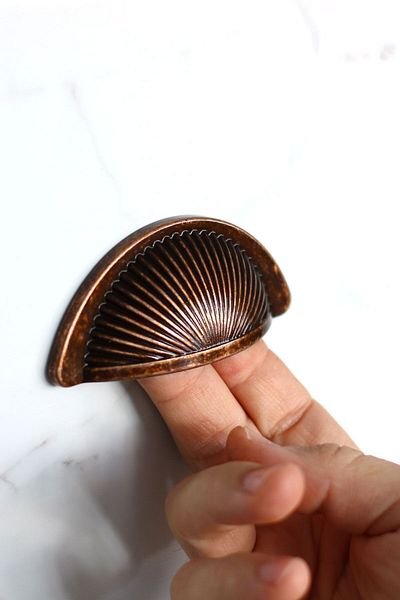 Badem10 Sail Mussel Stone Dish 64mm Buton anticat Antiquecopper Mobilier Bucătărie Dulap Mâner Mâner