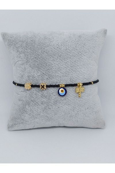 GALATA GIFT Glass Bracelet with Evil Eye and Star Detail, Bracelet with Evil Eye Beads