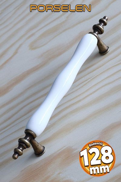 Badem10 Antique White 128 Mm Porțelan PREMIUM Mâner dulap sertar bucătărie
