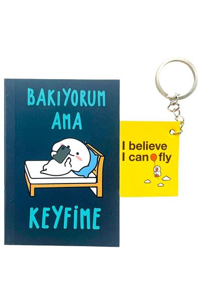 GALATA GIFT Small Notepad and Keychain Set - Dual Fun Motivation Set