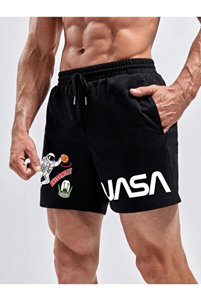 Altamira Erkek Siyah Nasa Astronot Baskılı Şort