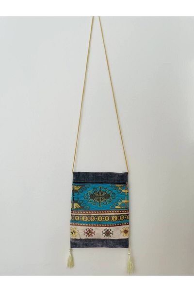 GALATA GIFT Geantă de umăr cu model Kilim, cu ciucuri, cu fermoar, 25x20