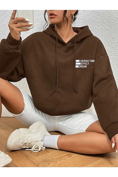 Altamira Φούτερ με κουκούλα Unisex Coffee Effect Printed Oversize