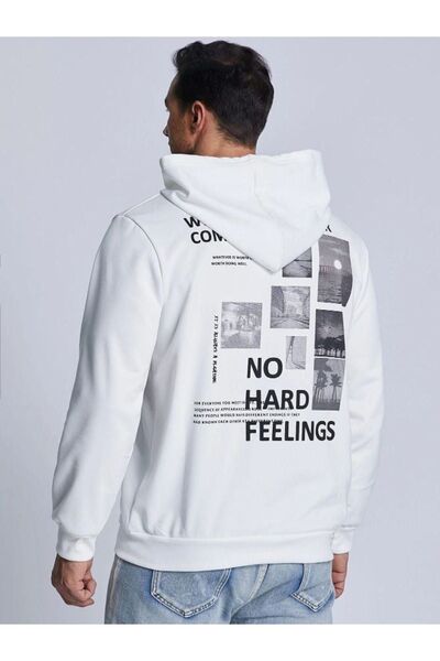 Altamira Φούτερ Unisex με λευκή πλάτη με στάμπα με κουκούλα oversize