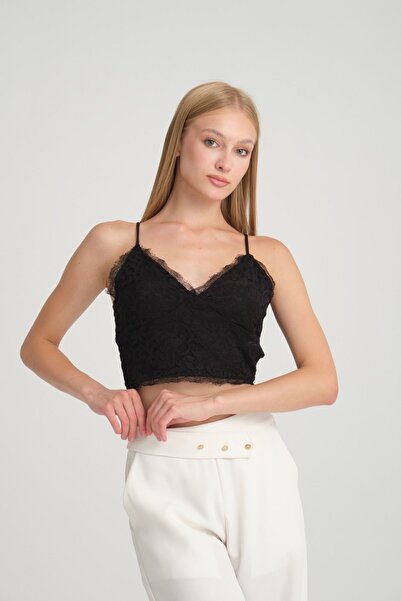Kallisto Чорний бюстгальтер на бретельках з мереживом