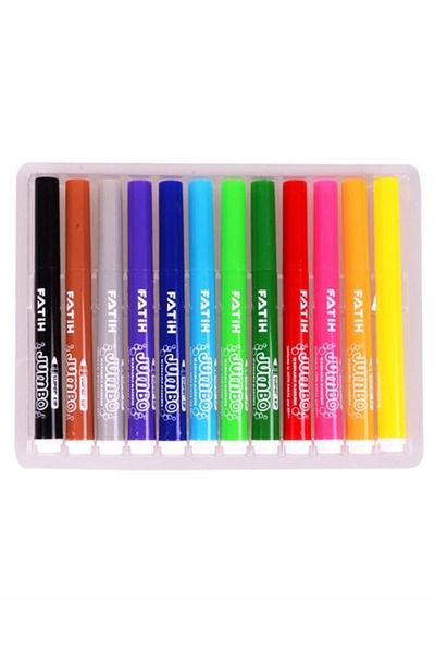 Fatih Jumbo Size 12 Colorful Washable Felt Tip Pen Set