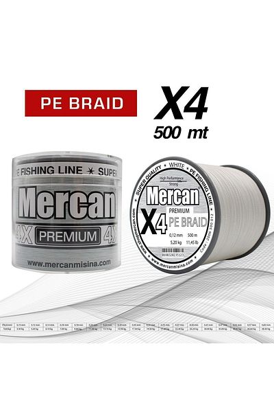Mercan Premium Pe Braid - X4 Ip 500m Fishing Line