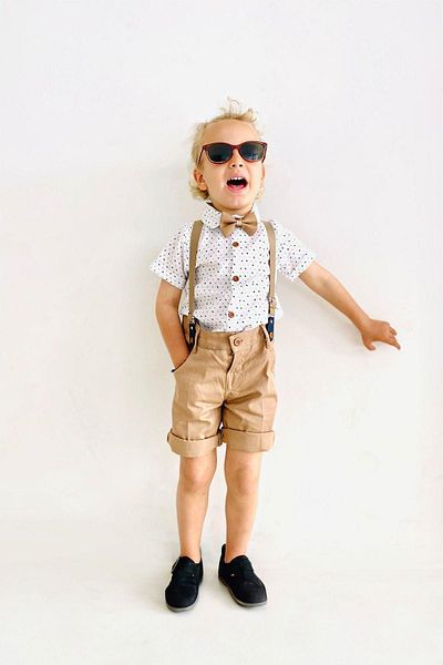 LULU Kids Yaman Boy's Summer Suit - Set of 4 with Bow Tie and Slopet