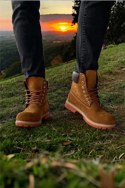 Liger Ανδρικές μπότες Nubuck από γνήσιο δέρμα CINNAMON