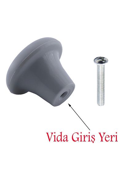 Badem10 (PĂSĂT PLASTIC) Buton ciupercă Mobilier rotund gri Sertar de bucătărie Dulap dulap Mâner Mâner