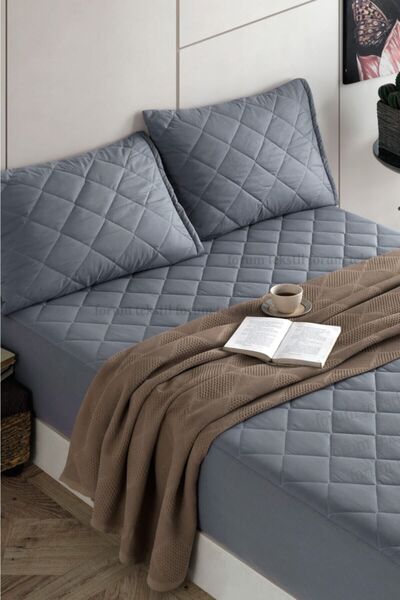 Formeya Gray 100% Cotton Quilted Fitted Water Liquid Proof Mattress Protector Single-Double-King Size Mattress Mattress
