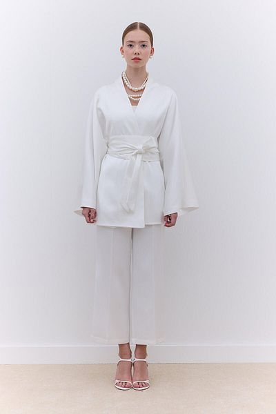 Manuka Ecru Satin - Straight Cut Trousers