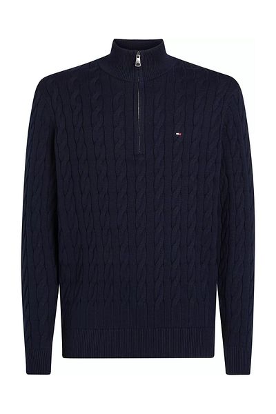 Tommy Hilfiger Pánský klasický svetr s bavlněnou kabelkou na zip-námořnická modrá