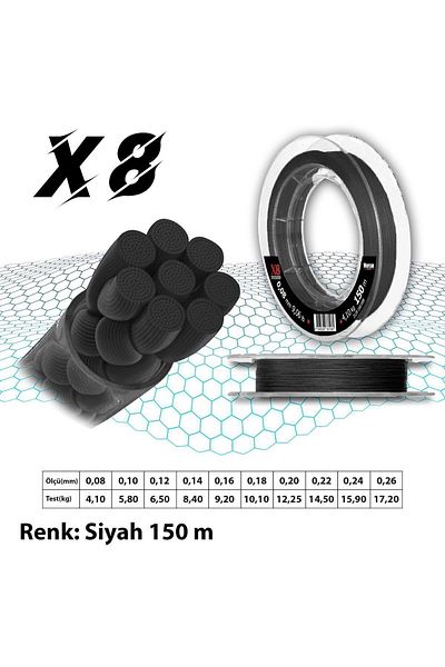 Mercan Platinum X8 Black Braid - 150m Reel Fish Line