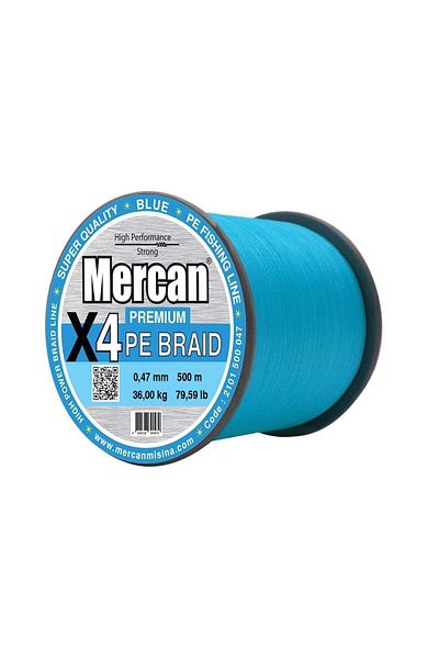 Mercan Premium Pe Braid - X4 Blue, 500m Line