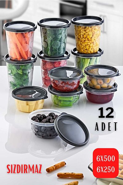 GRİMOR Life 12-Piece Leak-Proof Freezer Storage Set - 6X500Ml and 6X250Ml Feeding Container