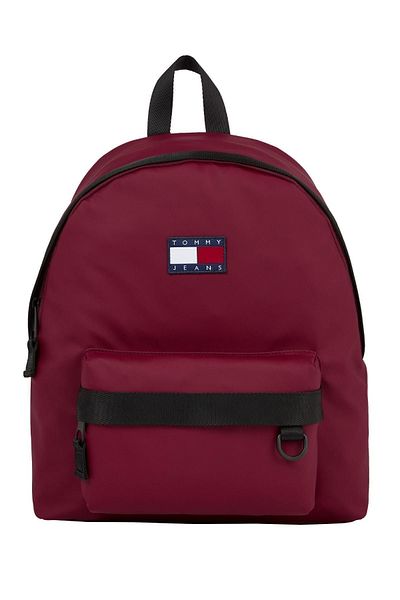 Tommy Hilfiger Unisex Brand Logo Red Backpack with Front Zipper and Key Hook Suitable for Daily Use Am0am