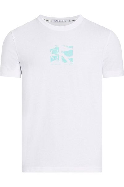 Calvin Klein Men's Organic Cotton White T-shirt with Brand Logo Suitable for Daily Use J30j325204-fiber