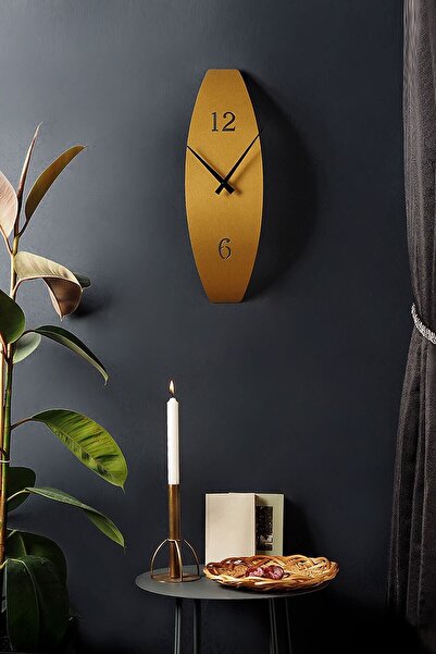 Artepera Curve Of Time Metal Sessiz Duvar Saati - Altın - 58x20 Cm - Ev Ofis ...