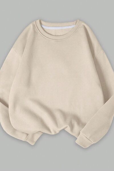 Know Women's Black Beige Brown 3 Thread Plain Crew Neck 3-Piece Sweatshirt Set