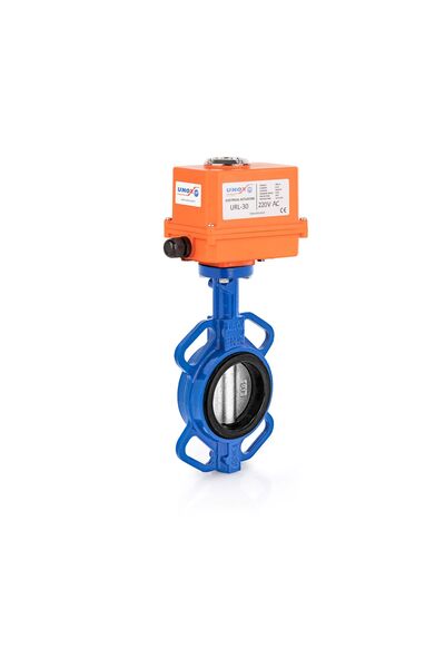 Unox DN40-11/2" Wafer Tip 220 V AC Elektrikli Aktüatörlü Kelebek Vana Nikel K...