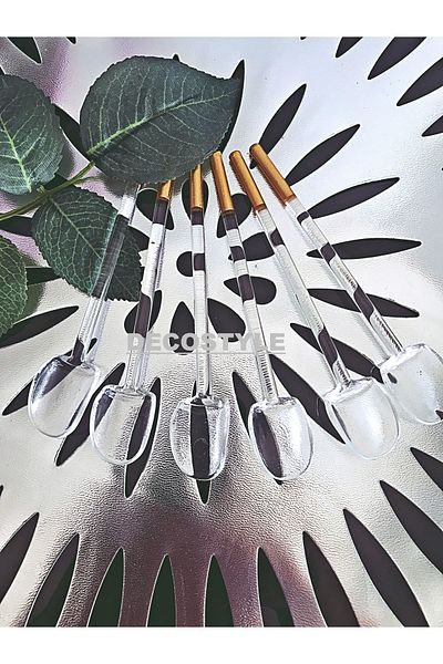 DECOSTYLE 13 cm 6-Piece Glass Spoon - Tea Coffee Mixing Set