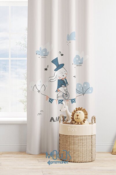 Moud's Hokkabaz Köpekcik Desenli Fon Perde Çocuk ve Bebek Odası Süet Baskılı ...