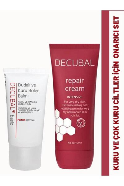 Decubal 100 ml Repair Cream and 30 ml Lip Balm - for Dry and Very Dry Skin
