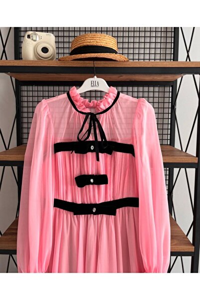 ELLA Pink Tulle Midi Dress - Ewas Design Women