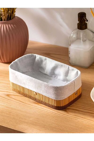 MEHAY HOME Bamboo Multi-Purpose Storage Box Organizer Medium Size Organizer Brown 29x19x10 Cm